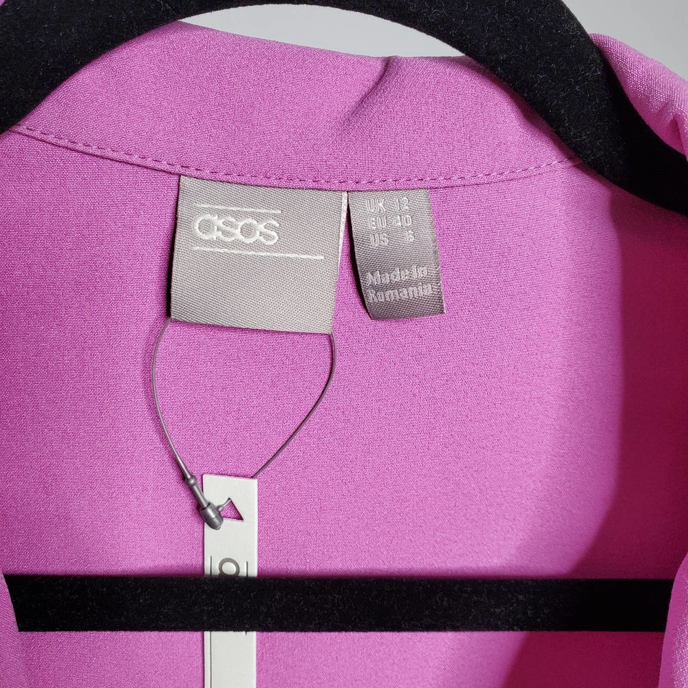 ASOS DESIGN • Pink Purple Minimal Belted Tux Jumpsuit NEW Sz 8 - Picture 4 of 6